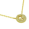GOLD PLATED CZ PAVE DISK NECKLACE WITH CUTOUT CROSS 16" + 2"
