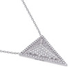 RHODIUM PLATED TRIANGLE PYRAMID CZ MICRO PAVE NECKLACE 17" + 2.5"