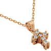 ROSE GOLD PLATED SMALL CZ AND STERLING SILVER CROSS NECKLACE 16" + 1"