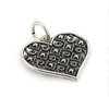 DECORATED PLAIN SILVER 18MM HEART PENDANT