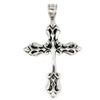 PLAIN SILVER THIN FLEUR DE LIS DESIGN CROSS PENDANT