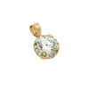 ROSE GOLD PLATED ROUND CZ PENDANT WITH ALL AROUND SMALL CZ STONES