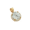 ROSE GOLD PLATED 7.5MM ROUND CZ PENDANT WITH ALL AROUND CZ STONES