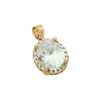 ROSE GOLD PLATED OVAL CZ PENDANT WITH ALL AROUND SMALL CZ STONES