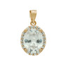 ROSE GOLD PLATED OVAL CZ PENDANT WITH ALL AROUND SMALL CZ STONES