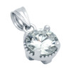 RHODIUM PLATED APRIL BIRTHSTONE CLEAR ROUND CZ PENDANT