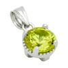 RHODIUM PLATED AUGUST BIRTHSTONE PERIDOT LIGHT GREEN ROUND CZ PENDANT