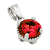 RHODIUM PLATED JANUARY BIRTHSTONE GARNET RED ROUND CZ PENDANT