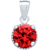 RHODIUM PLATED JANUARY BIRTHSTONE GARNET RED ROUND CZ PENDANT