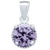 RHODIUM PLATED JUNE BIRTHSTONE ALEXANDRITE LIGHT PURPLE ROUND CZ PENDANT