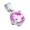 RHODIUM PLATED OCTOBER BIRTHSTONE TOURMALINE PINK ROUND CZ PENDANT