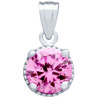 RHODIUM PLATED OCTOBER BIRTHSTONE TOURMALINE PINK ROUND CZ PENDANT