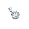 RHODIUM PLATED ROUND CZ FLORAL DESIGN PENDANT