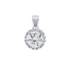 RHODIUM PLATED ROUND CZ FLORAL DESIGN PENDANT