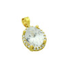 GOLD PLATED OVAL CZ PENDANT WITH ALL AROUND SMALL CZ STONES