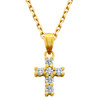 GOLD PLATED SMALL CZ AND STERLING SILVER CROSS NECKLACE 16"+1"