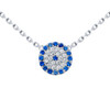 RHODIUM PLATED BLUE EYE CZ PAVE NECKLACE 16" + 2"