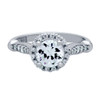 RHODIUM PLATED ROUND CZ HIGH SETTING STYLE HALO ENGAGEMENT RING