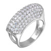 RHODIUM PLATED CZ PAVE DOME COCKTAIL RING