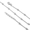 RHODIUM PLATED STERLING SILVER MOON CUT ANKLET WITH ROUND BEADS 8.5" + 1"