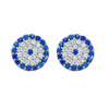 RHODIUM PLATED BLUE EYE CZ PAVE POST EARRINGS