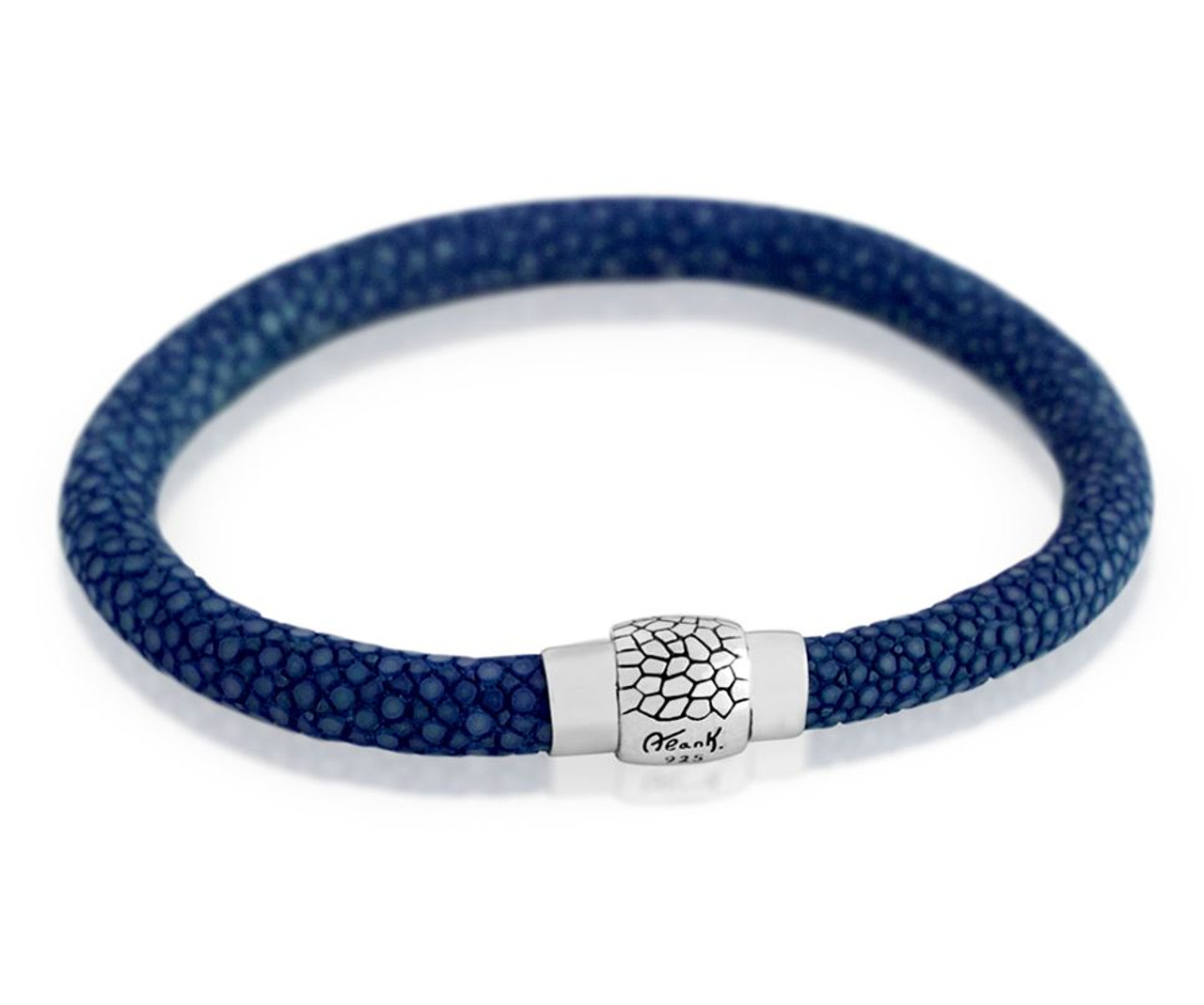 Pandora Moments Round Clasp Blue Braided Leather Bracelet 592790C01-S1