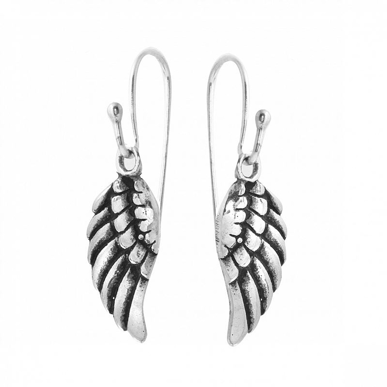 STERLING SILVER 16MM SMALL WING FISHHOOK EARRINGS