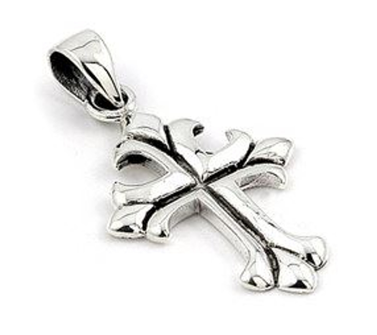 PLAIN SILVER FLEUR DE LIS CROSS PENDANT