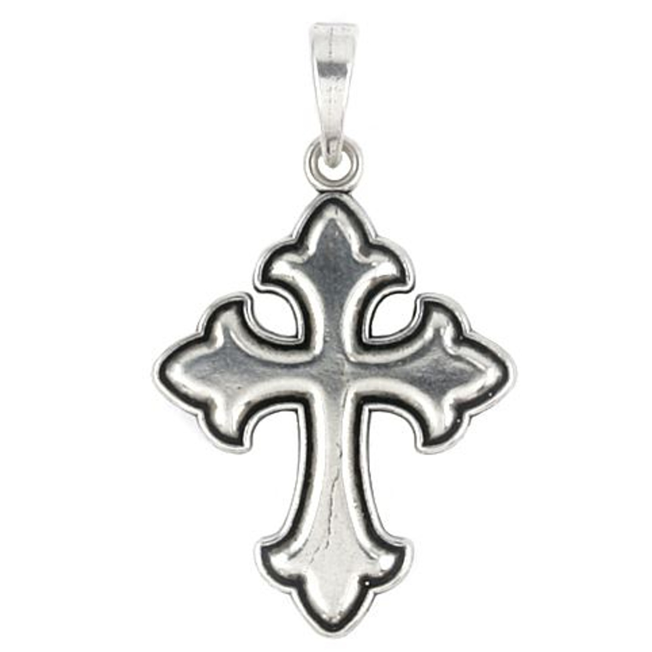 PLAIN OUTLINED FLEUR DE LIS CROSS PENDANT