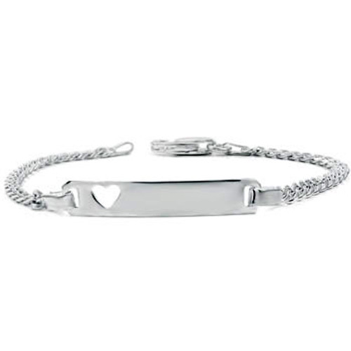 ITALIAN STERLING SILVER CURB 6MM ID W. HEART BABY BRACELET