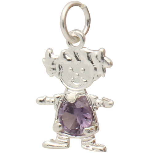 STERLING SILVER GIRL BIRTHSTONE PENDANT