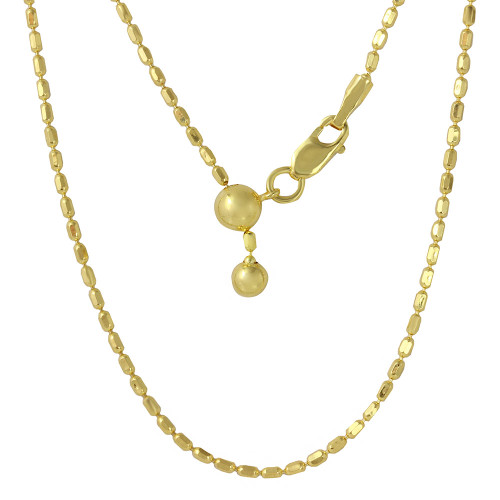 ADJUSTABLE GOLD PLATED OVAL BEAD CHAIN (1.3MM)  14" TO 24"