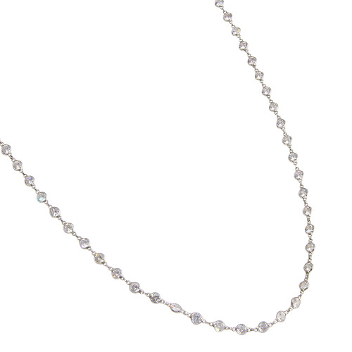 4MM DIAMOND BY THE YARD RHODIUM PLATED NECKLACE 36"