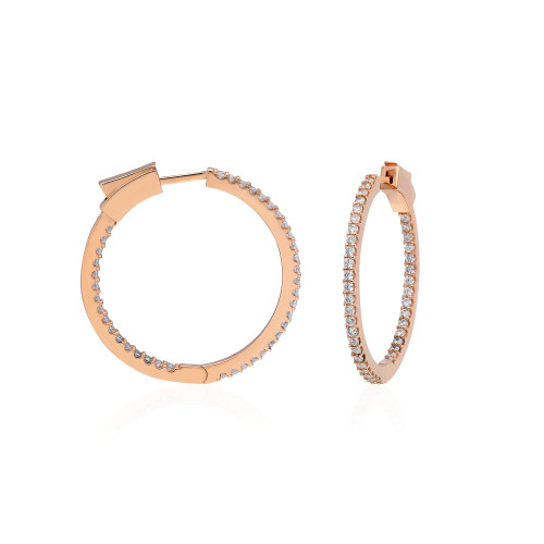 30MM INSIDE OUT ROSE GOLD PLATED CZ HOOP EARRINGS