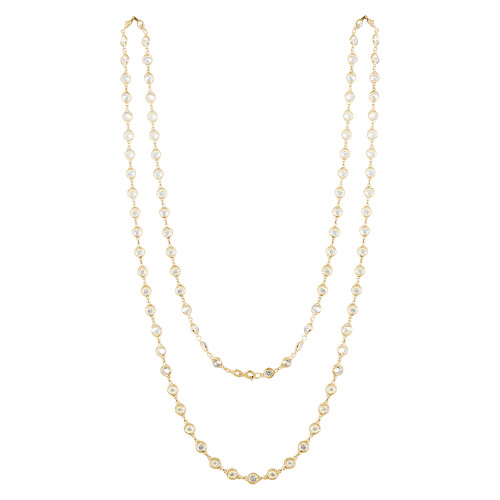 GOLD  5MM DIAMOND CZ BY THE YARD NECKLACE 36"