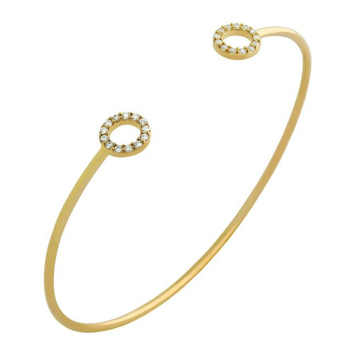GOLD PLATED WIRE BANGLE WITH 7MM CZ ETERNITY CIRCLES