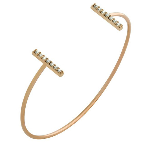 ROSE GOLD PLATED WIRE BANGLE WITH CZ BARS