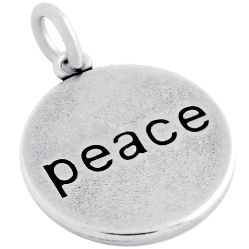 ROUND DISK WORD PEACE ENGRAVED CHARM