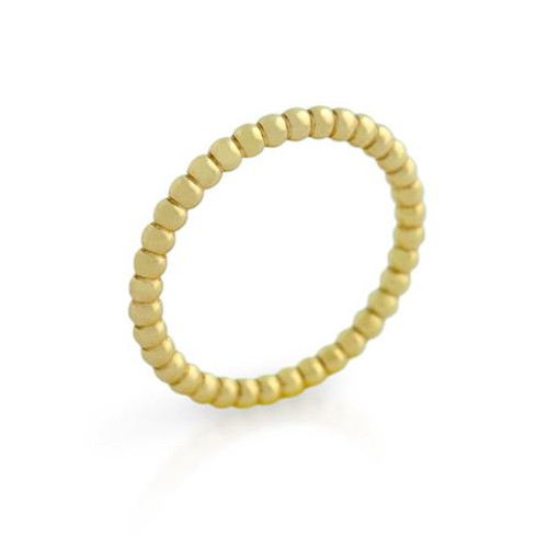 GOLD PLATED BEAD DESIGN STACKABLE BAND (SZ 5-8)