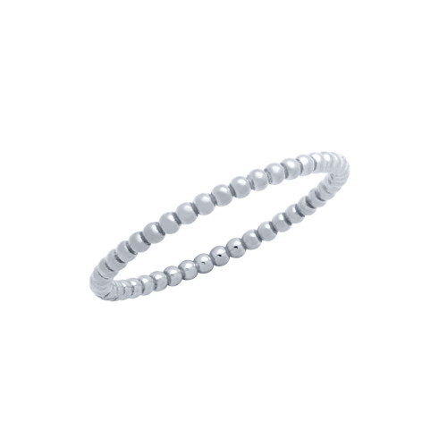 RHODIUM PLATED 1.5MM BEADED STACKABLE RING