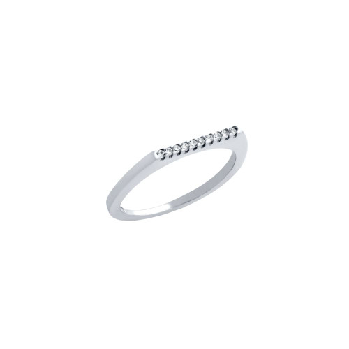 RHODIUM PLATED SINGLE ROW CZ KNUCKLE RING