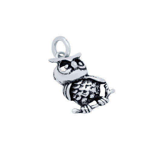 STERLING SILVER OWL ON A BRANCH CHARM