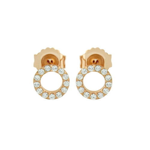 ROSE GOLD PLATED 7MM CZ ETERNITY CIRCLE STUD EARRINGS