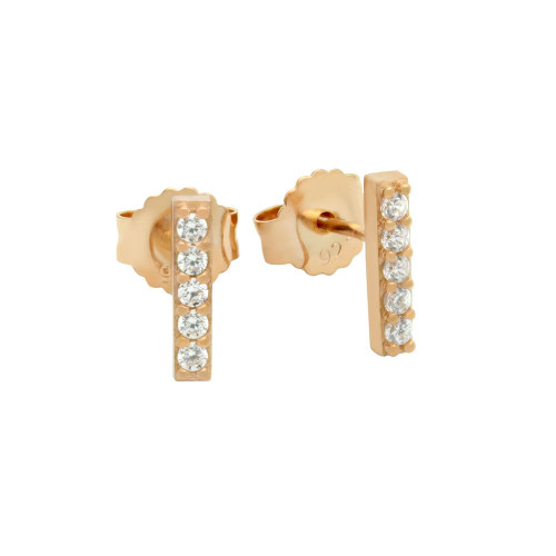 ROSE GOLD PLATED 10MM CZ BAR STUD EARRINGS