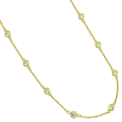 GOLD PLATED 4MM BEZEL CZ BY THE YARD NECKLACE 30"