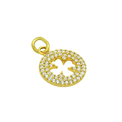 GOLD PLATED CZ CUT OUT CLOVER PENDANT