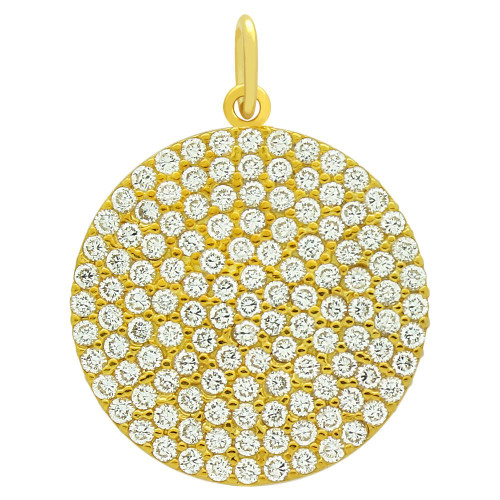 GOLD PLATED 21MM LARGE CZ DISK PENDANT