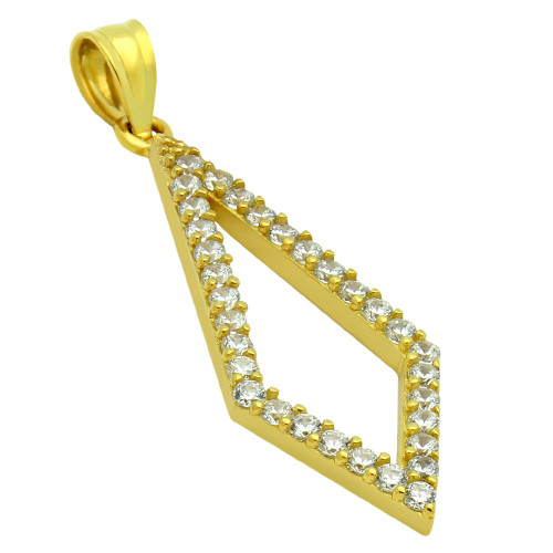 GOLD PLATED KITE OUTLINE CZ PAVE PENDANT