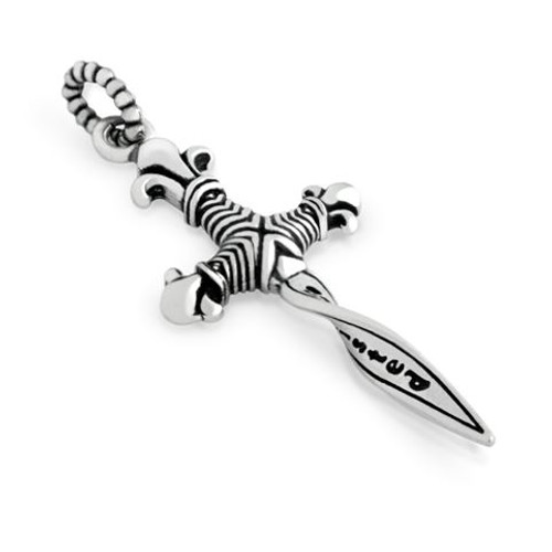 TWISTED BLADE 22MM SILVER DAGGER PENDANT