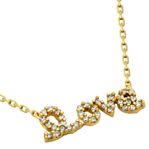 GOLD PLATED CZ LOVE NECKLACE 16"+2" ADJUSTABLE